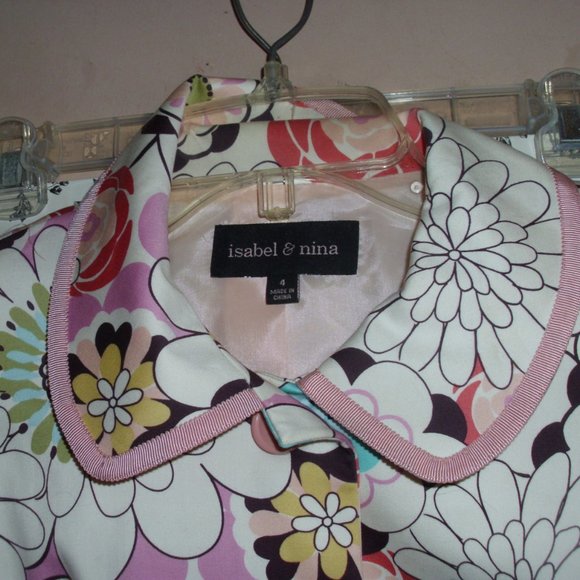 Isabel & Nina Pink Long Trench Cotton Overcoat Matching Floral Print Pencil Skir - Picture 4 of 7